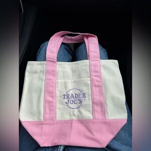 Trader Joe’s mini tote bag pastel pink